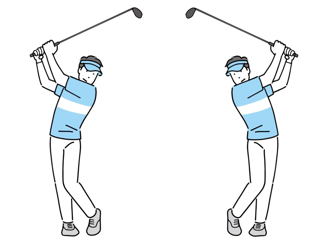 反対方向の素振りを取り入れる