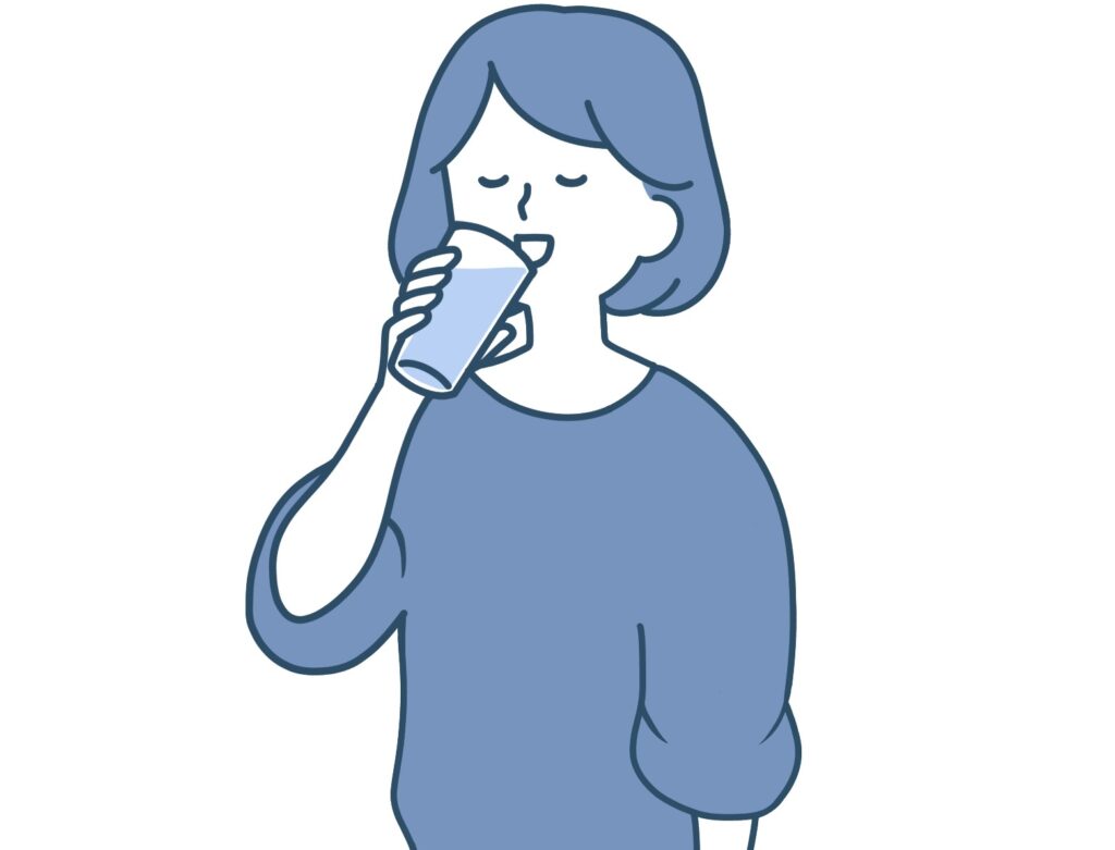 ツボ押しの後は水分補給を忘れない