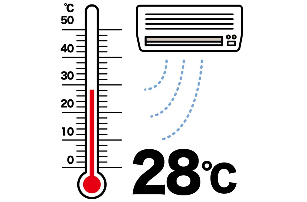 室温が28度になるよう設定する
