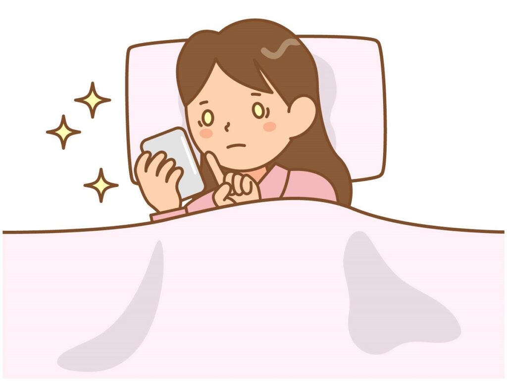 就寝前にスマホの明るい画面を見ない